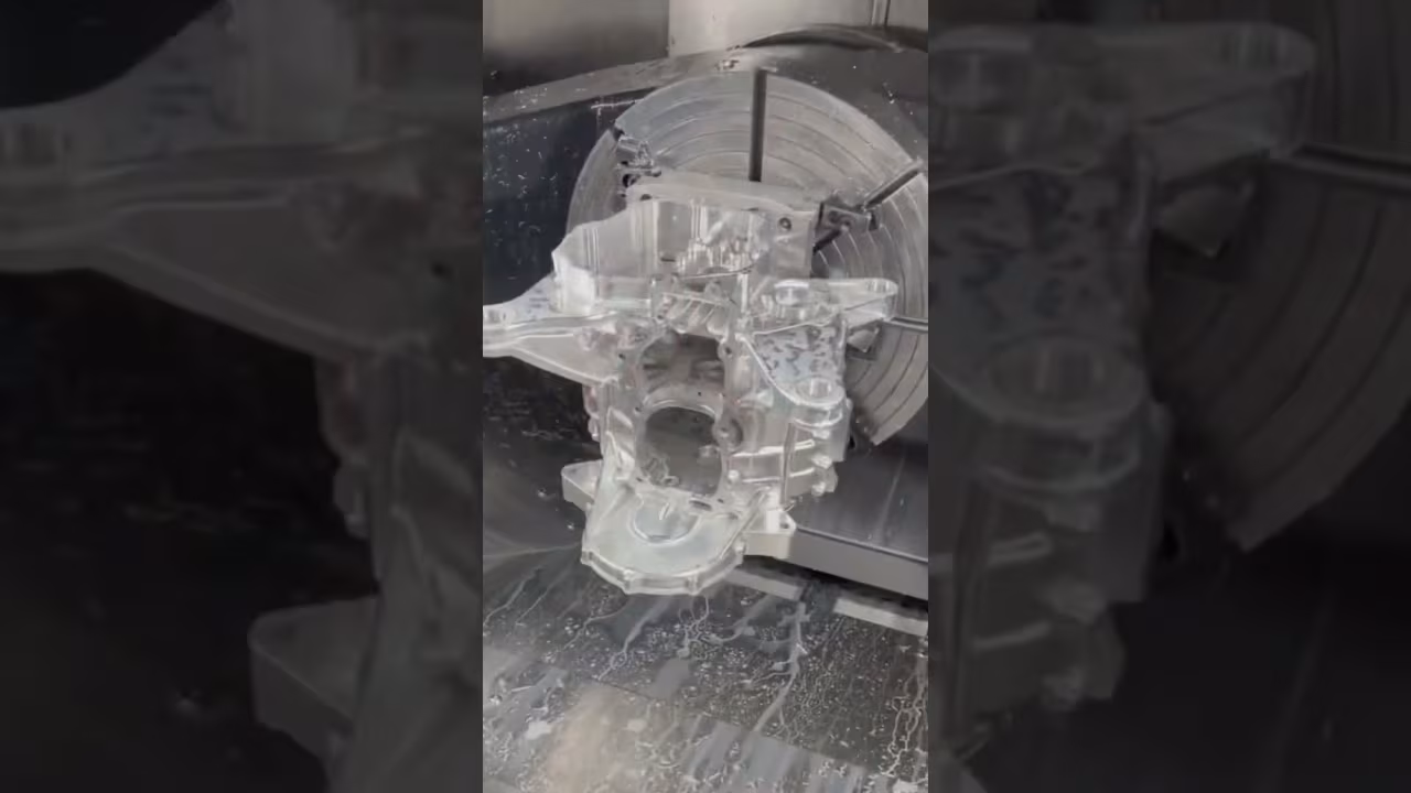 Automotive engine housing machined on 5-axis center